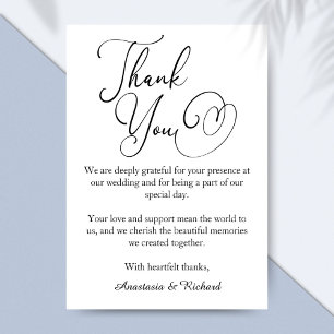 Elegant Script Modern Minimalist Wedding Thank You Card