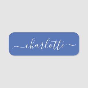 Elegant Script Modern Name Personalised Blue Name Tag