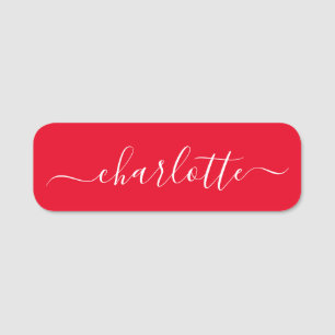 Elegant Script Modern Name Personalised Red Tag