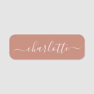 Elegant Script Modern Name Personalised Terracotta Tag