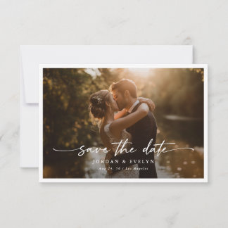 Elegant Script Modern Overlay Photo Wedding Save The Date