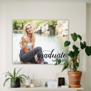 Elegant Script Modern Photo Graduate Canvas Print