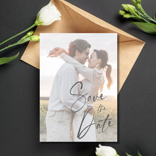 Elegant Script Modern Photo Wedding Save The Date