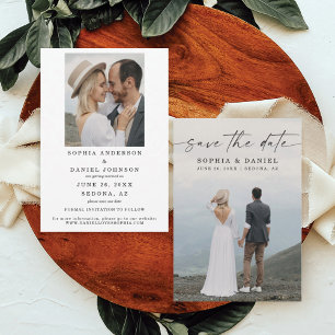 Elegant Script Modern Save The Date Photo Card