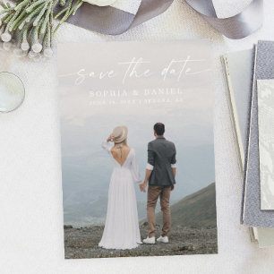 Elegant Script Modern Save The Date Photo Card