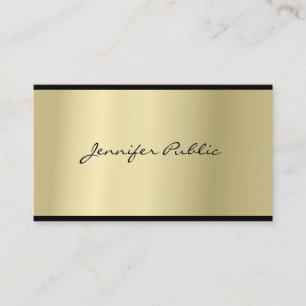 Elegant Script Modern Sleek Glam Gold Look Top Business Card