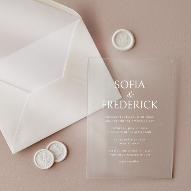 Elegant Script Modern Transparent White Acrylic Invitations (Creator Uploaded)