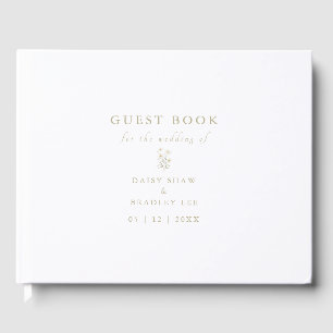 Elegant Script Modern Watercolor Daisy Guest Book