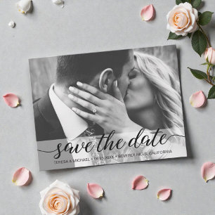 Elegant Script Modern wedding engagement Photo Postcard