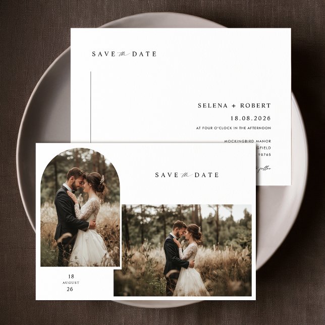 Elegant Script Modern Wedding Photo Save The Date Invitation (Creator Uploaded)