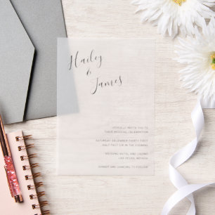 Elegant Script Modern Wedding Vellum Invitations