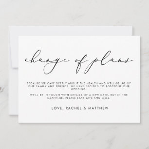 Elegant Script Monochrome Change of Plans Wedding Announcement