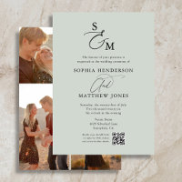 Elegant Script Monogram 4 Photo Wedding