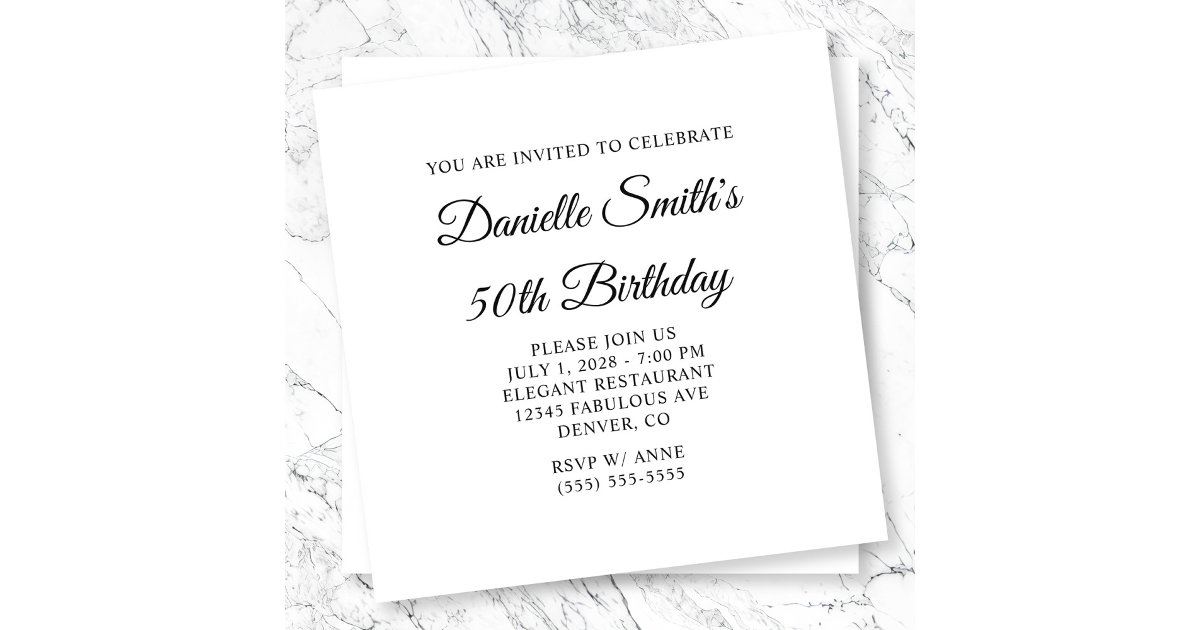 50th Script Elegant Script Monogram 50th Birthday Invitation | Zazzle