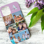 Elegant Script Monogram 6 Photo Lilac and Mint<br><div class="desc">Elegant and feminine, personalised iPhone case in lilac, mint green and grey, with 6 of your favourite photos as well as your monogram. This pretty design has a bold initial with handwritten script typography for your name. The photo template is set up for you to add 6 pictures which are...</div>