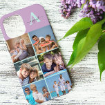 Elegant Script Monogram 6 Photo Lilac and Mint Case-Mate iPhone Case<br><div class="desc">Elegant and feminine, personalised iPhone case in lilac, mint green and grey, with 6 of your favourite photos as well as your monogram. This pretty design has a bold initial with handwritten script typography for your name. The photo template is set up for you to add 6 pictures which are...</div>