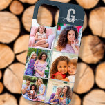 Elegant Script Monogram 6 Photo Slate Blue Grey<br><div class="desc">Elegant and feminine, personalised iPhone case in slate blue and grey, with 6 of your favourite photos as well as your monogram. This pretty design has a bold initial with handwritten script typography for your name. The photo template is set up for you to add 6 pictures which are displayed...</div>