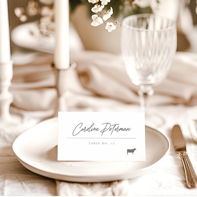 Elegant Script Monogram Beef Classic Wedding Place Card (Creator Uploaded)
