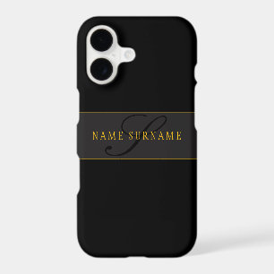 Elegant Script Monogram Black & Gold