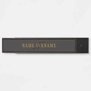Elegant Script Monogram Black & Gold Door Sign