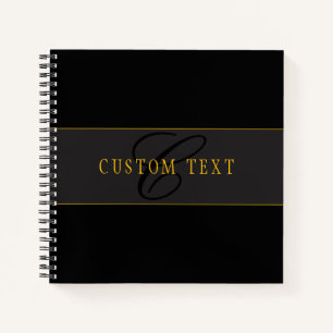 Elegant Script Monogram Black & Gold Notebook