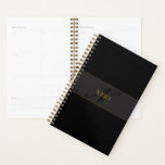Elegant Script Monogram Black & Gold Planner<br><div class="desc">Elegant looking monogram design,  customize as you like!</div>