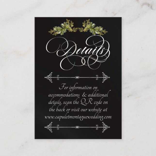 Elegant Script & Monogram - Black/Silver Enclosure Card (Front)
