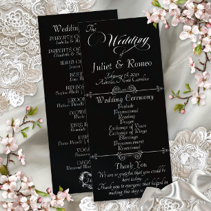 Elegant Script & Monogram - Black Wedding Programme