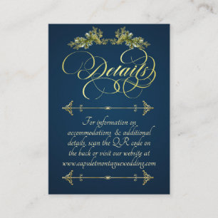 Elegant Script & Monogram - Blue/Gold Enclosure Card