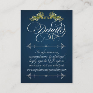 Elegant Script & Monogram - Blue/Silver Enclosure Card