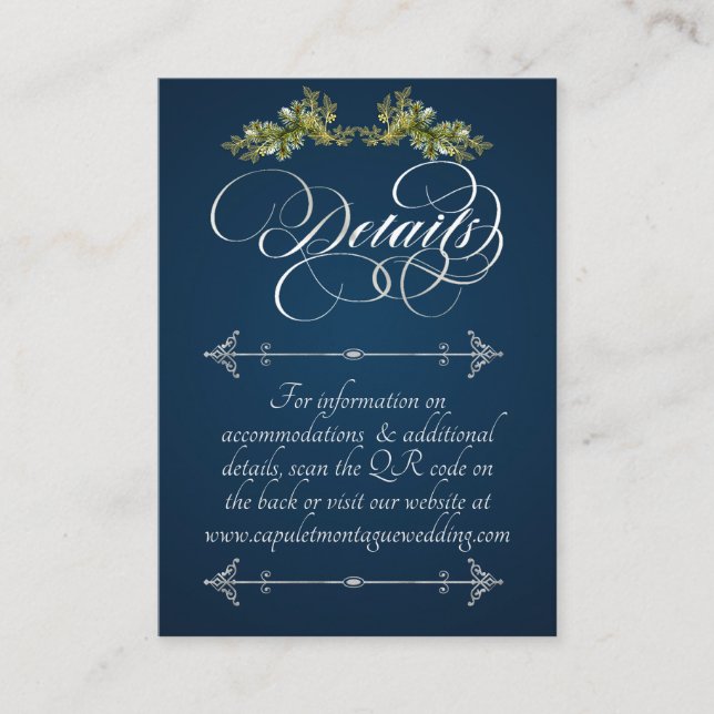 Elegant Script & Monogram - Blue/Silver Enclosure Card (Front)