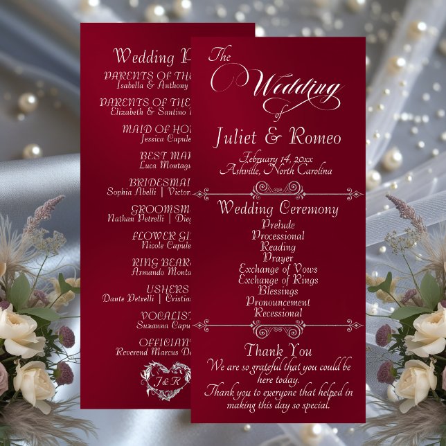 Elegant Script & Monogram - Burgundy Wedding Programme (Creator Uploaded)