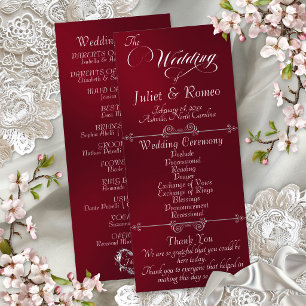 Elegant Script & Monogram - Burgundy Wedding Programme