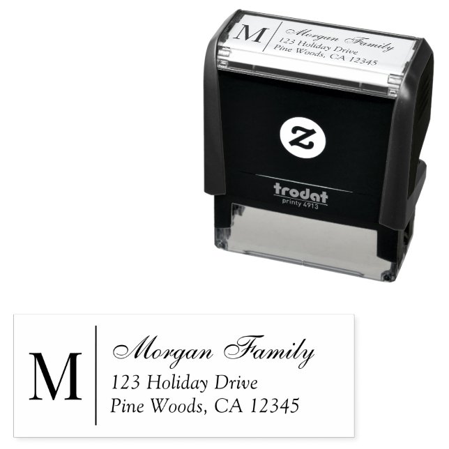 Elegant Script Monogram Christmas Return Address Self-inking Stamp (In Situ)