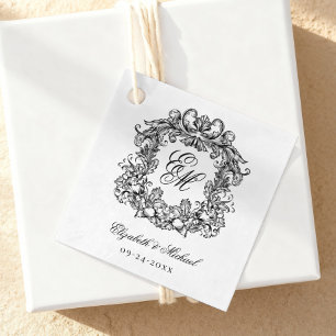Elegant Script Monogram Crest Wedding Favour Tags