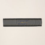 Elegant Script Monogram Dark Navy Blue Grey & Gold Scarf<br><div class="desc">Elegant looking,  monogram styled design. Customise as you like!</div>