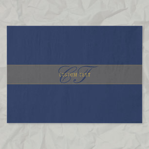 Elegant Script Monogram Dark Navy Blue Grey & Gold Tissue Paper
