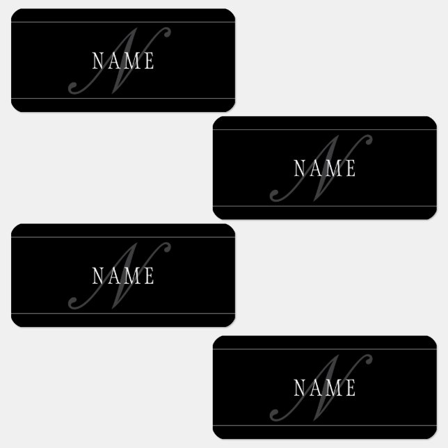 Elegant Script Monogram Editable Black Grey White (Group)