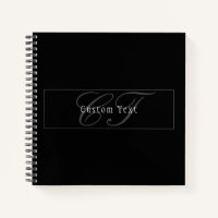 Elegant Script Monogram Editable Black Grey White