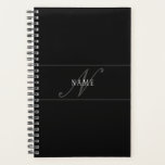 Elegant Script Monogram Editable Black Grey White Planner<br><div class="desc">Elegant looking text design,  customise as you like!</div>