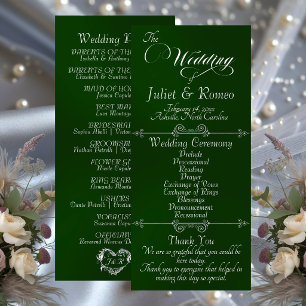 Elegant Script & Monogram - Emerald Wedding Programme
