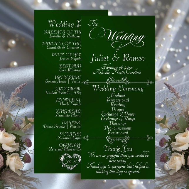 Elegant Script & Monogram - Emerald Wedding Programme (Creator Uploaded)