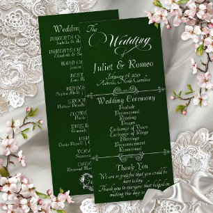 Elegant Script & Monogram - Emerald Wedding Programme