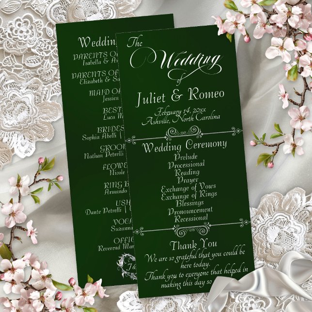 Elegant Script & Monogram - Emerald Wedding Programme (Creator Uploaded)