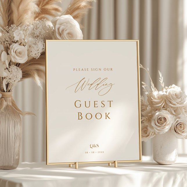 Elegant Script Monogram Guest Book Wedding Sign (Creator Uploaded)