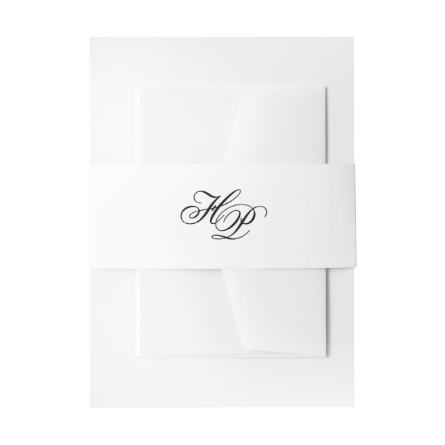 Elegant Script Monogram Initials Minimal Wedding Invitation Belly Band (Front Example)