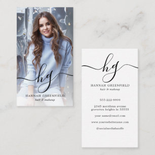 Elegant Script Monogram Logo Photo Business Card