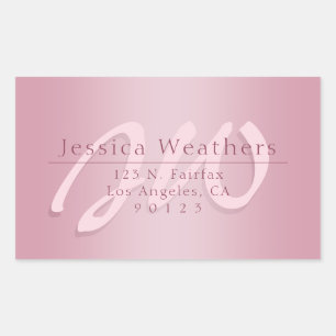 Elegant Script Monogram Mauve Ombre Return Address Rectangular Sticker