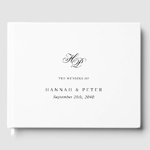 Elegant Script Monogram Minimal Wedding Chic Guest Book