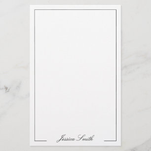 Elegant Script Monogram Name Border Stationery